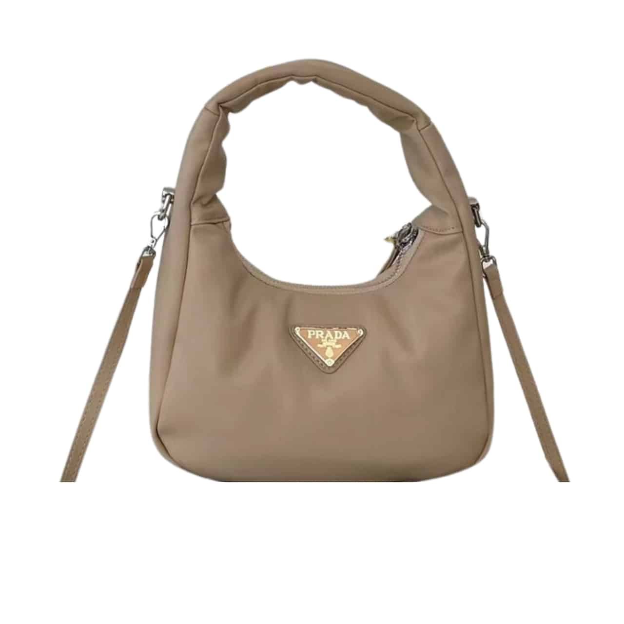 115-6 Prada Soft Padded Nappa Leather Bag Beige 21Cm - Image 1