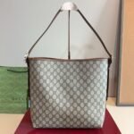 Gucci GG Emblem Medium Bucket Bag Beige And Dark Brown Fabric 31Cm 815103 FAD6L 9758 - Image 7