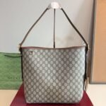 Gucci GG Emblem Medium Bucket Bag Beige And Dark Brown Fabric 31Cm 815103 FAD6L 9758 - Image 4