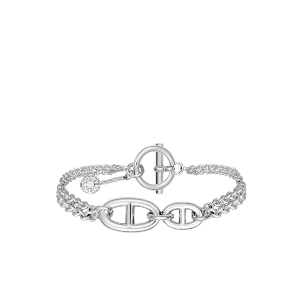 128-6 Hermes Double Bracelet Silver - Image 1