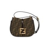 Fendi C’Mon Small Brown Ff Jacquard Fabric Bag 20Cm 8Bs082Aq08F1Mje