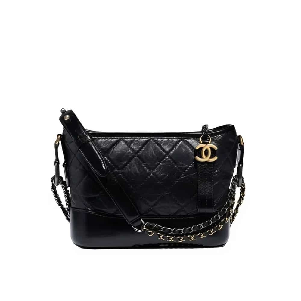 13-7-1 Chanel Gabrielle Small Hobo Bag Smooth Gold Silver Tone Black 20Cm A91810 Y61477 94305 - Image 1