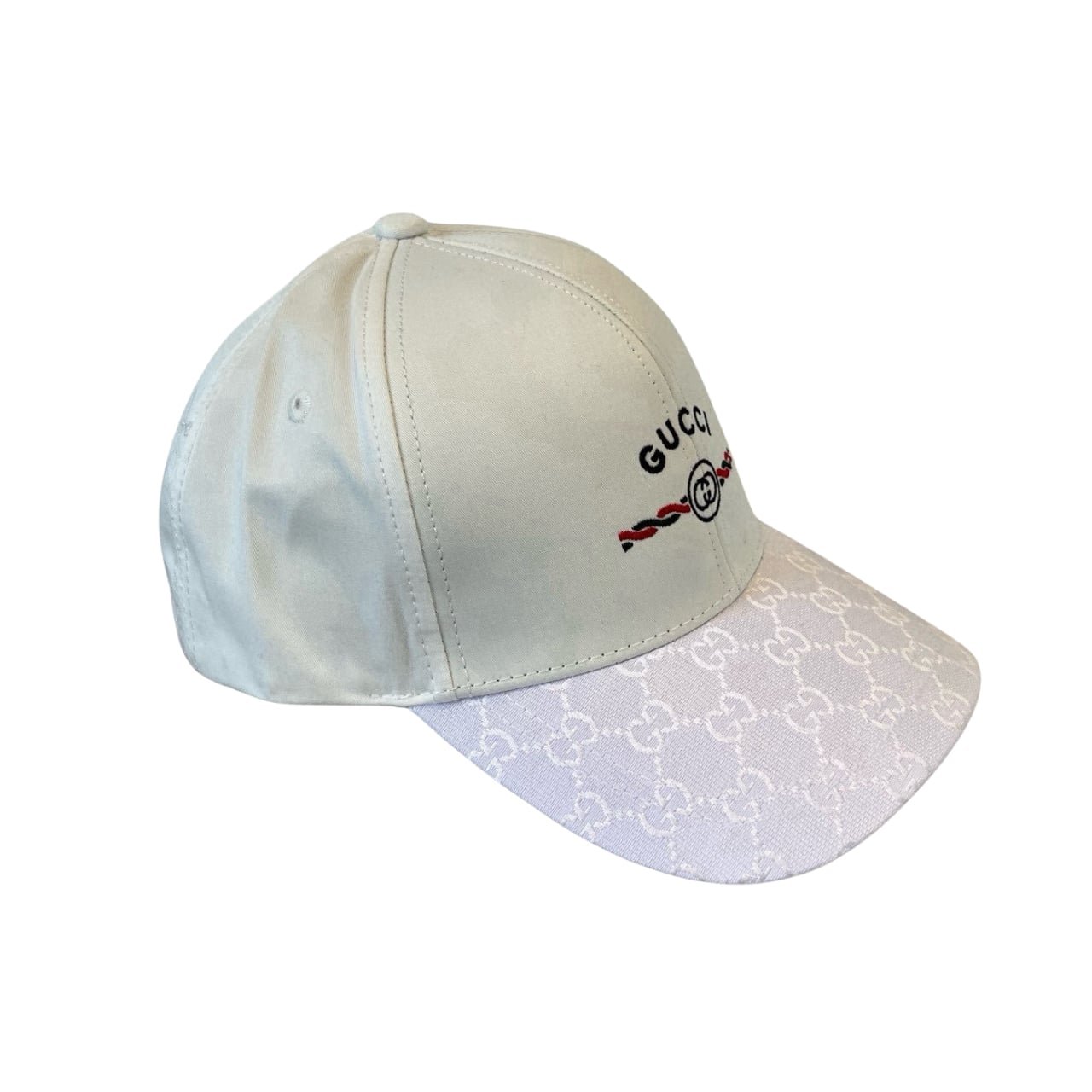 134-3-1 Gucci Baseball Cap Web Stripe White - Image 1
