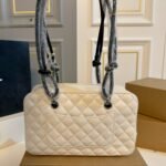 Chanel Cambon Bowler Bag Quilted Leather White And Black 26Cm - Image 4