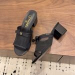 Chanel Mesh Bow Block Heel Mules Black - Image 5