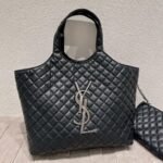 Saint Laurent Icare Shopping Bag In Quilted Silver Hardware Black 40Cm - Image 2
