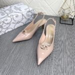 Valentino Vlogo The Bold Edition Slingback Pumps In Patent Leather 60Mm In Beige Rose - Image 8
