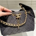 Chanel 25 Small Handbag Washed Denim Black 26cm AS5293 B20520 U0725 - Image 9