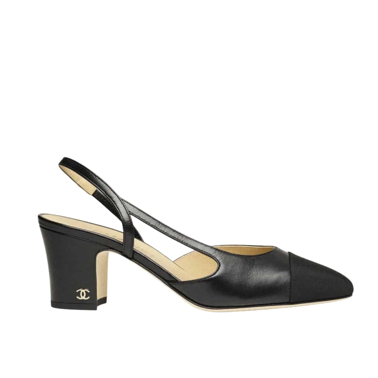 17-8-2 Chanel Slingbacks Grosgrain Black G31318 Y50006 94305 - Image 1