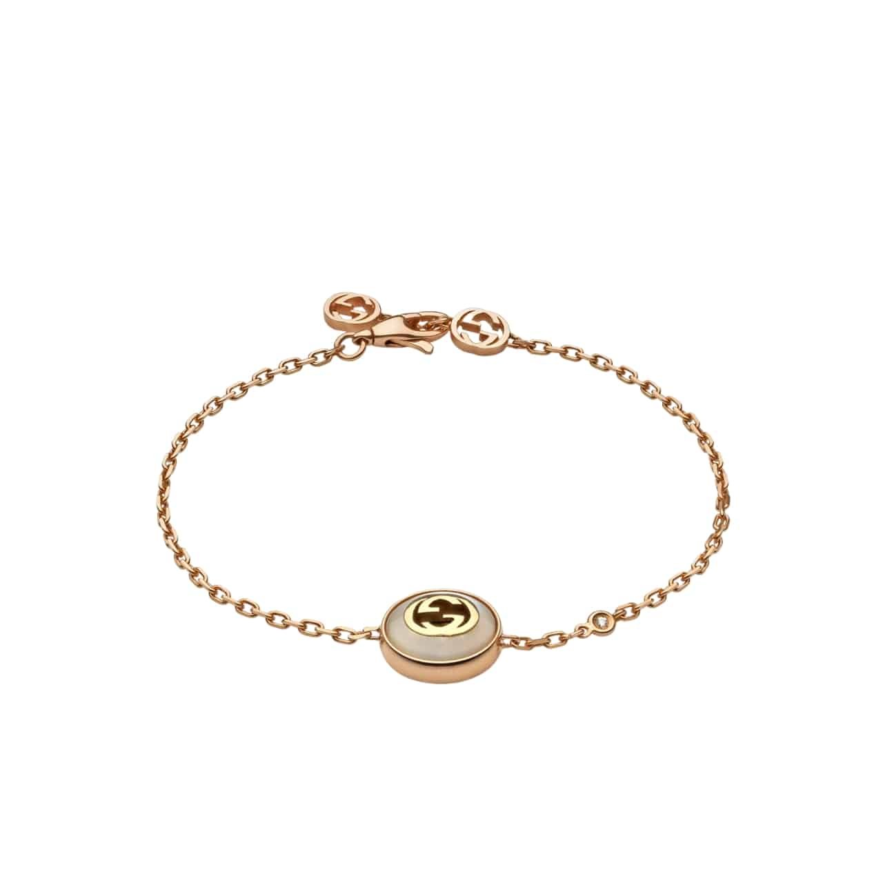 172-5 Gucci Interlocking Gg Bracelet Gold Tone 786749 J85i0 8070 - Image 1