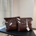 Chanel 22 Large Handbag Dark Brown 41cm - Image 7