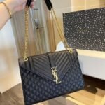 Saint Laurent Envelope Large Mix Matelassé Shoulder Bag Black 31cm 600166BOW911000 - Image 2