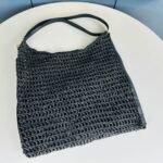 Saint Laurent Oxalis In Raffia Crochet And Leather Black 41Cm 781289Gaaea1000 - Image 4