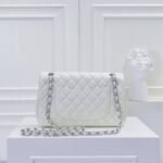 Chanel Classic Double Flap Bag White Silver Hardware 25cm - Image 4