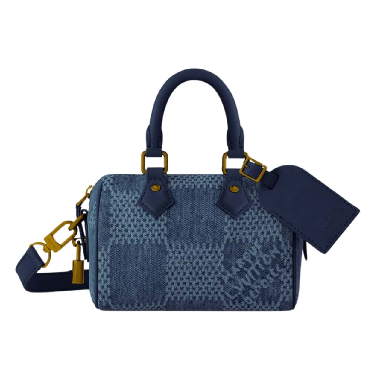 196-1-1-1 Louis Vuitton Speedy 18 Bandoulière Denim Blue 18cm N00208 - Image 1