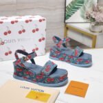 Louis Vuitton X Takashi Maya Platform Sandal Monogram Cherry Denim 1Ahnyd - Image 4