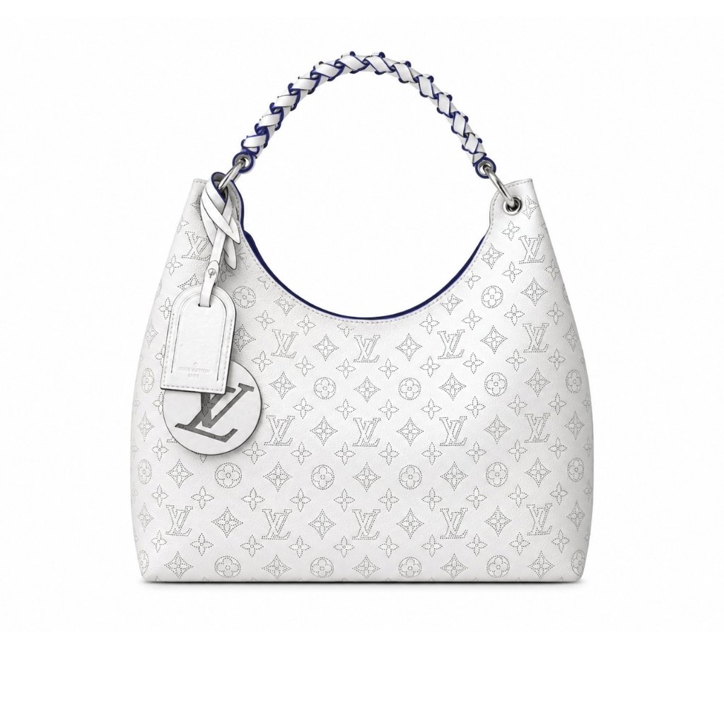 2-13 Louis Vuitton Carmel Hobo Mahina Leather White 40Cm M57572 - Image 1