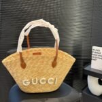 Gucci Medium Straw Tote With Patch Natural 27Cm ‎779530 9AAE9 9541 - Image 3