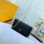 Louis Vuitton Félicie Pochette Monogram Empreinte Leather Crossbody Bag Black 21cm M82477 - Image 3