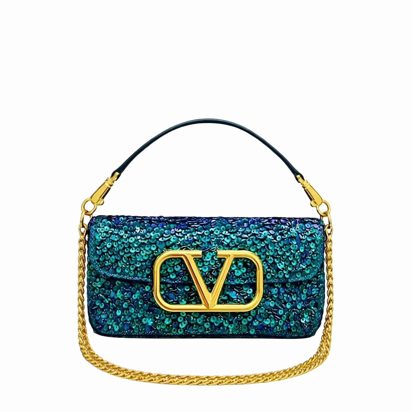2-2-4 Valentino Small Loco Shoulder Bag With Embroidery in Antique Green 20cm 2W2B0K53BYYNB6 - Image 1