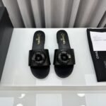Chanel Camellia Slide Flat Sandals Black - Image 3