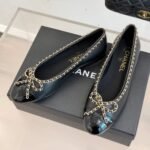 Chanel Ballet Flats Black Leather G46663 B21588 94305 - Image 5