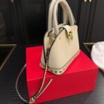 Valentino Garavani Rockstud Handbag In Grainy Leather White 21Cm - Image 4