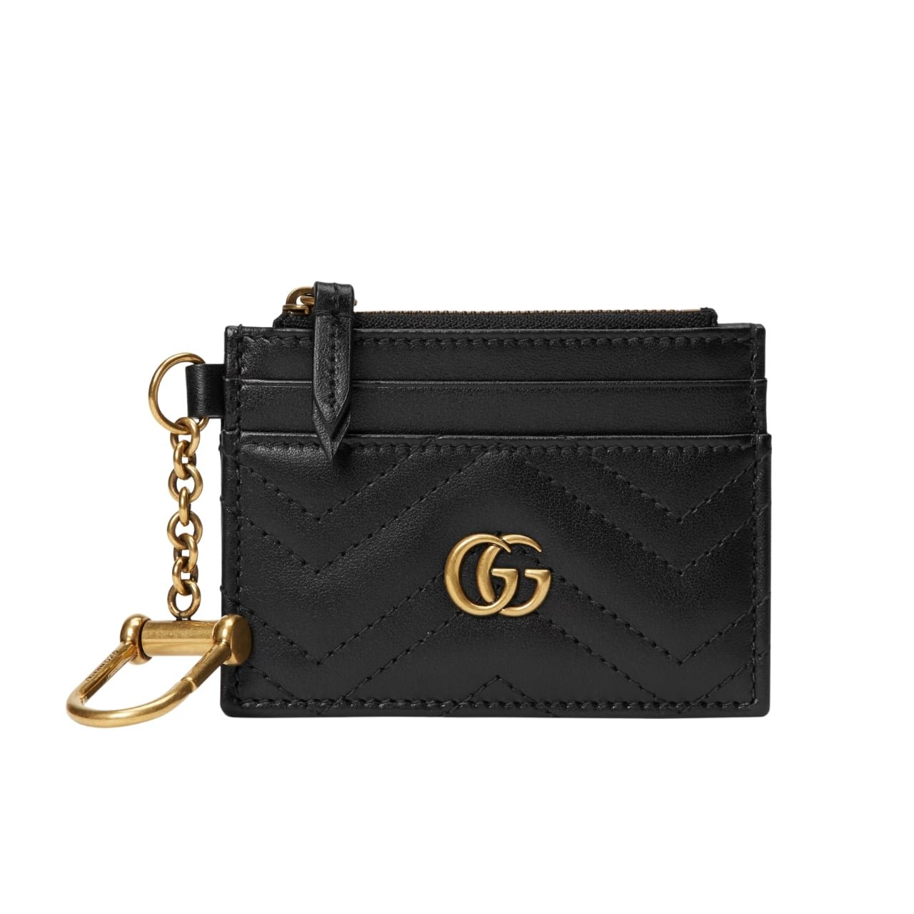 205-5 Gucci Gg Marmont Keychain Wallet Black 10cm - Image 1