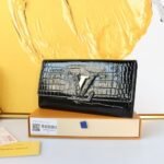 Louis Vuitton Capucines Crocodile Leather Long Wallet Black 20cm - Image 2