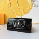 Louis Vuitton Capucines Crocodile Leather Long Wallet Black 20cm - Image 3