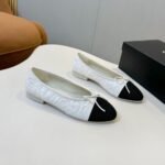 Chanel Ballet Flats Embroidered Fabric And Grosgrain White Black G02819 B21026 U1898 - Image 2