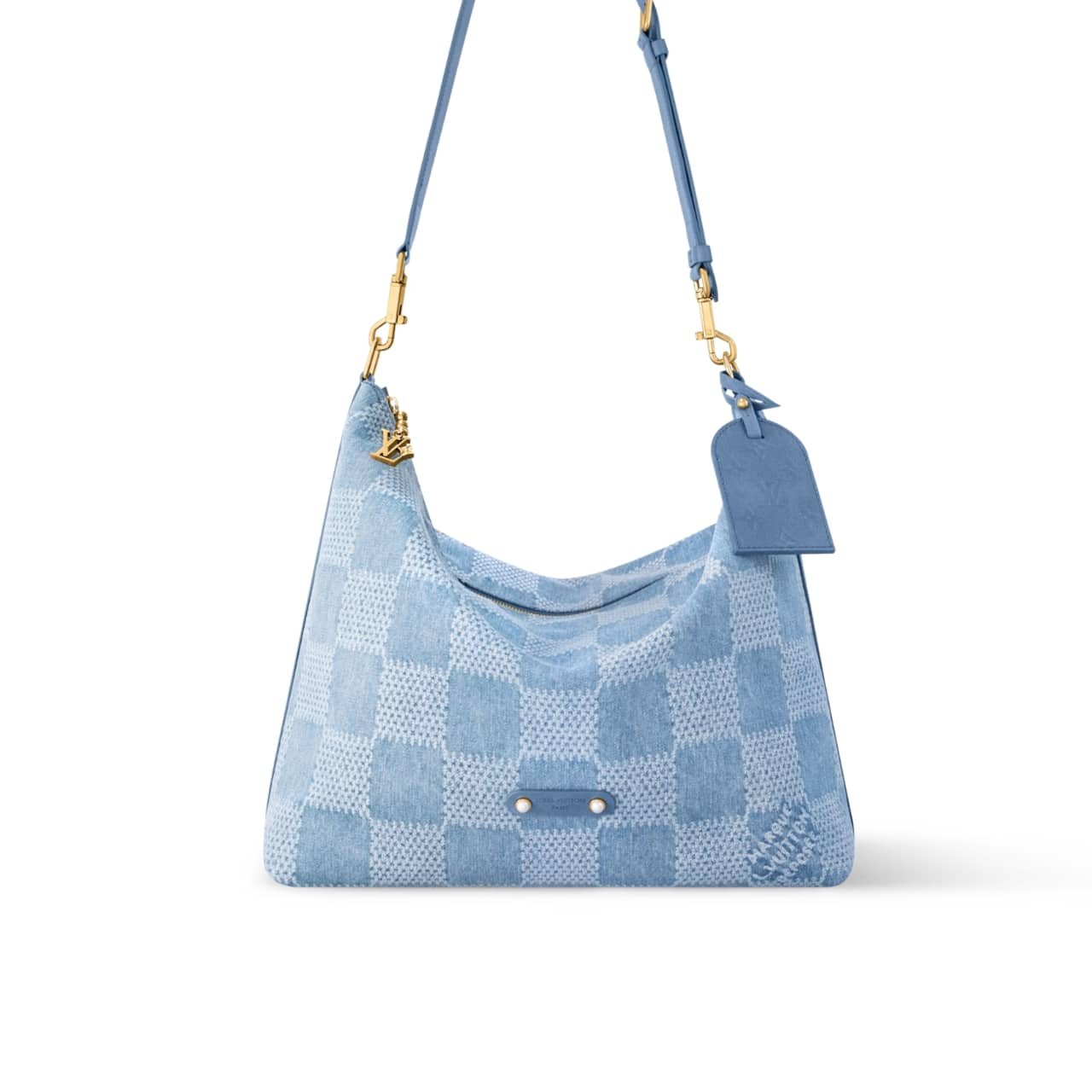 214-3 Louis Vuitton Vagabond Hobo Damier Denim Blue 38Cm N00202 - Image 1