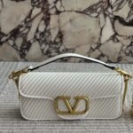 Valentino Garavani Locò Shoulder Bag In Pleated Nappa White 26Cm - Image 2