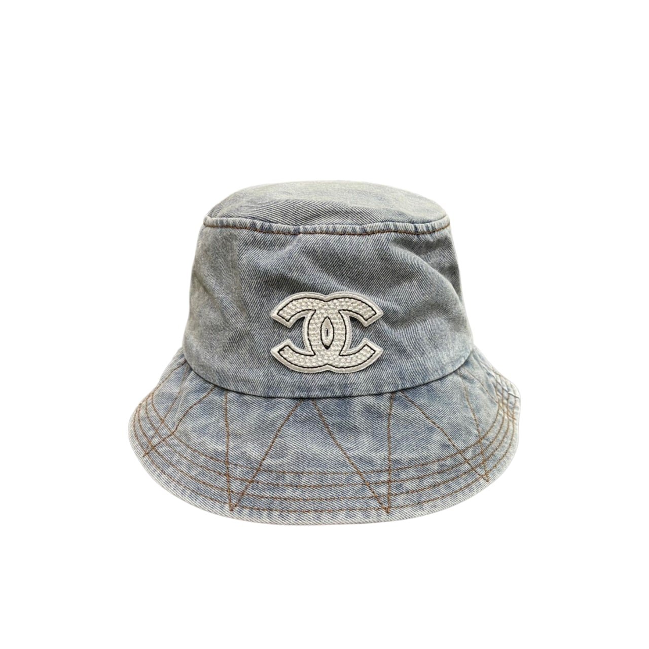 237-3 Chanel Cc Denim Bucket Hat Blue - Image 1
