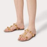 Valentino Flat Roman Stud Slide Sandal Beige 5W2S0BU9ZWM GF9 - Image 4