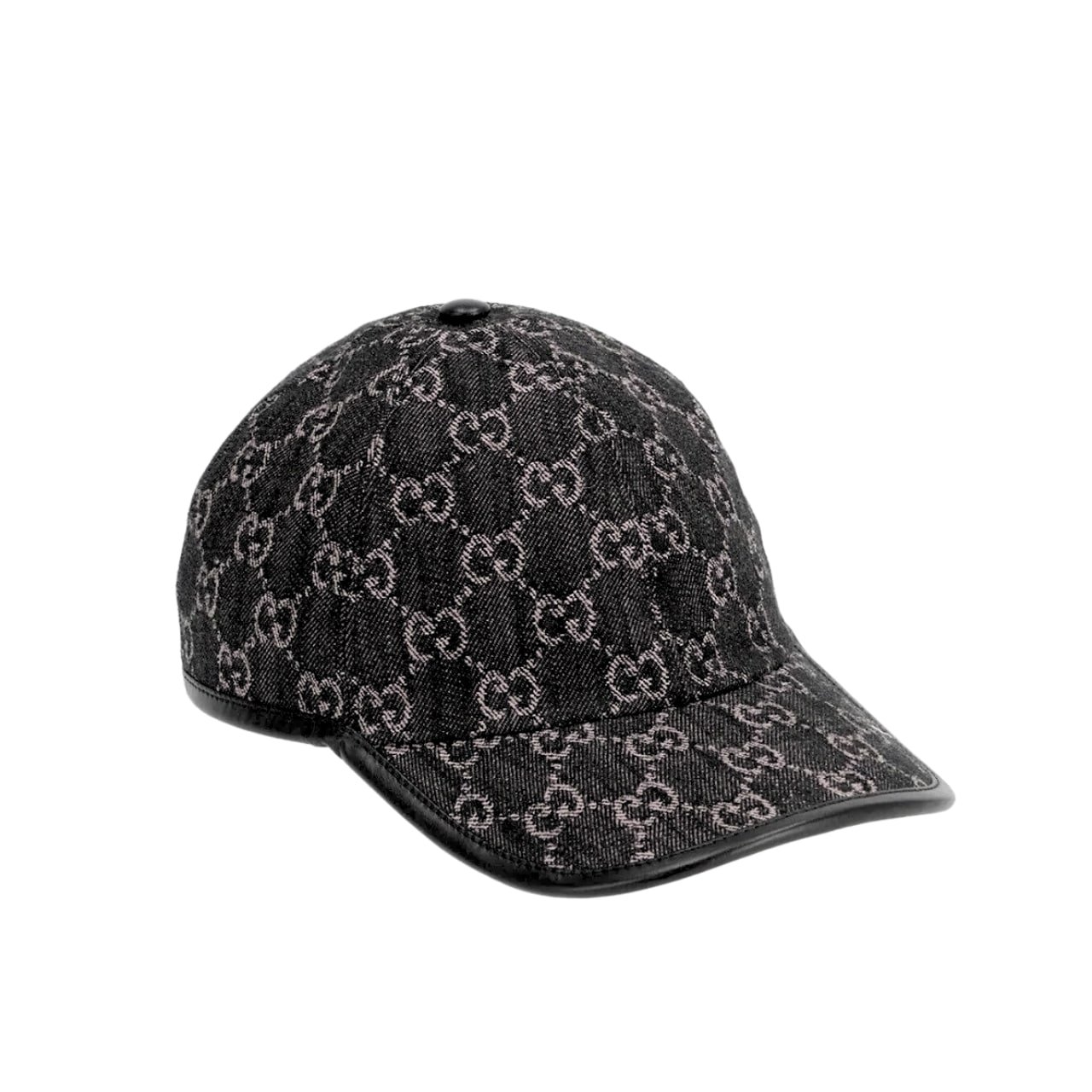 240-2-2 Gucci Gg Denim Baseball Hat Black - Image 1