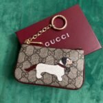 Gucci Key Case With Gg And Dog Detail Beige And Dark Brown 12cm - Image 2