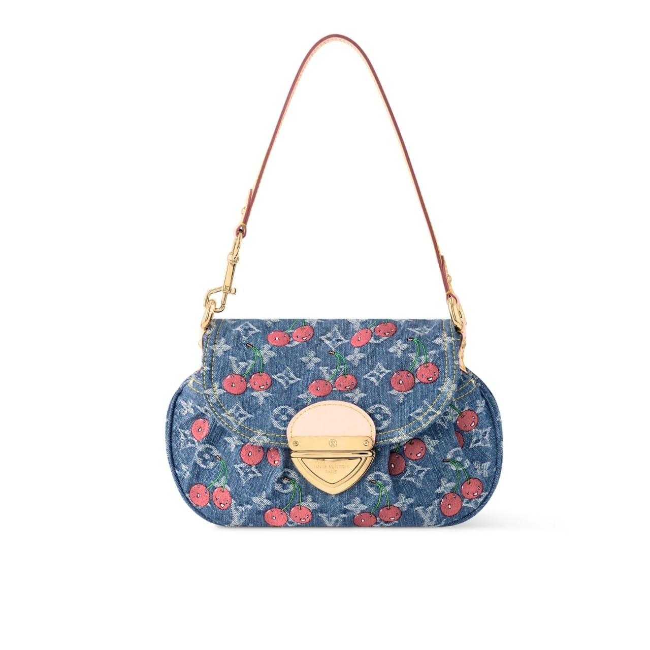 25-17 Louis Vuitton X Takashi Murakami Sunset Monogram Cherry Denim Bag 27cm M13680 - Image 1