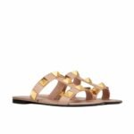 Valentino Flat Roman Stud Slide Sandal Beige 5W2S0BU9ZWM GF9