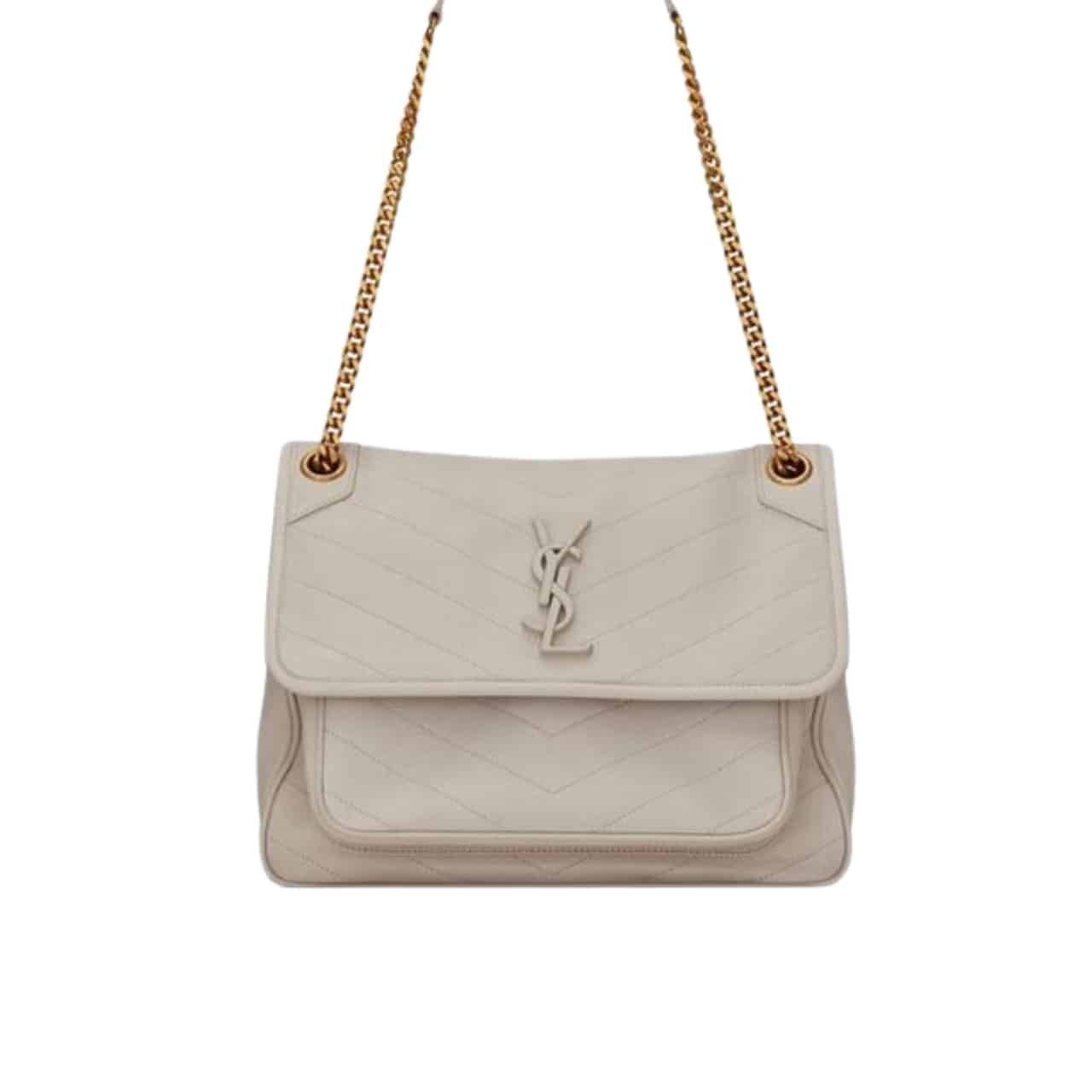 27-4-2 Saint Laurent Niki Medium In Vintage Leather White 28Cm - Image 1