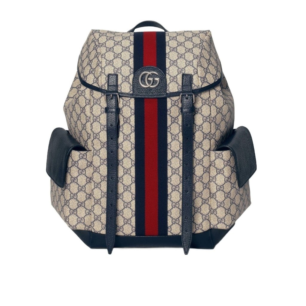 280-1-1 Gucci Ophidia GG Medium Backpack Beige Blue GG Supreme 40cm 598140 HUHAN 4079 - Image 1