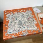 Hermes Sur Mon Nuage Scarf Orange 90Cm H003900S 11 - Image 2