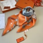Hermes Sur Mon Nuage Scarf Orange 90Cm H003900S 11 - Image 3