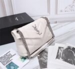 Saint Laurent Puffer Small In White Leather Silver Hardware 29cm - Image 3
