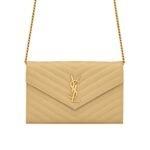Saint Laurent Classic Cassandre Grain De Poudre Chain Wallet Beige 22cm 377828BOW012721