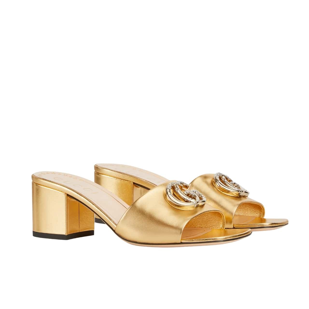 291-3 Gucci Nojum Women’s Slide Sandal Metallic Gold 817257 B8B00 8024 - Image 1