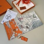 Hermes Sur Mon Nuage Scarf Orange 90Cm H003900S 11 - Image 5