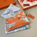 Hermes Sur Mon Nuage Scarf Orange 90Cm H003900S 11 - Image 4