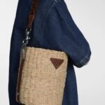 Prada Raffia Woven Bucket Bag Natural 21cm - Image 9