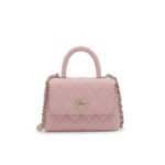 Chanel Mini Coco Handle Flap Bag Caviar Gold Hardware Pink 19Cm